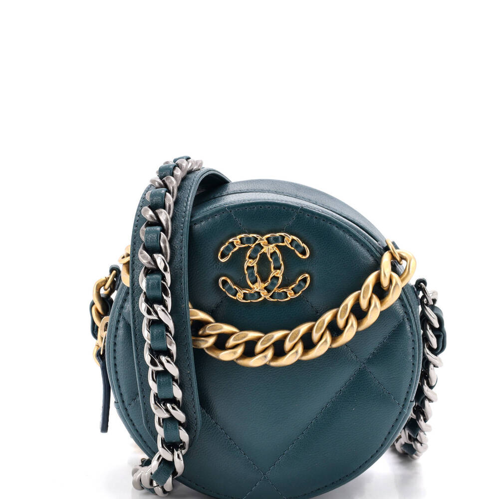 Chanel 19 Round Clutch with Chain Quilted Leather